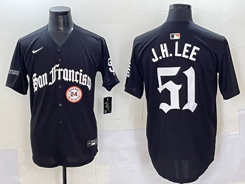 Men 2025 San Francisco Giants #51 J.H.Lee Black Five generations Joint Name Nike MLB Jersey style 54